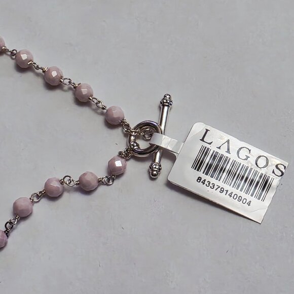 Lagos Pink Caviar Long Pink Ceramic Beaded Necklace - Picture 13 of 16